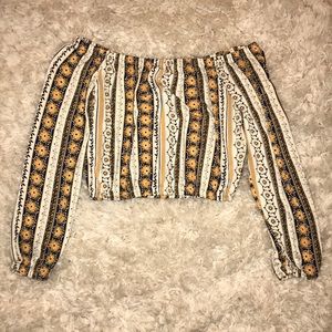 H&M Printed Off The Shoulder Shirt